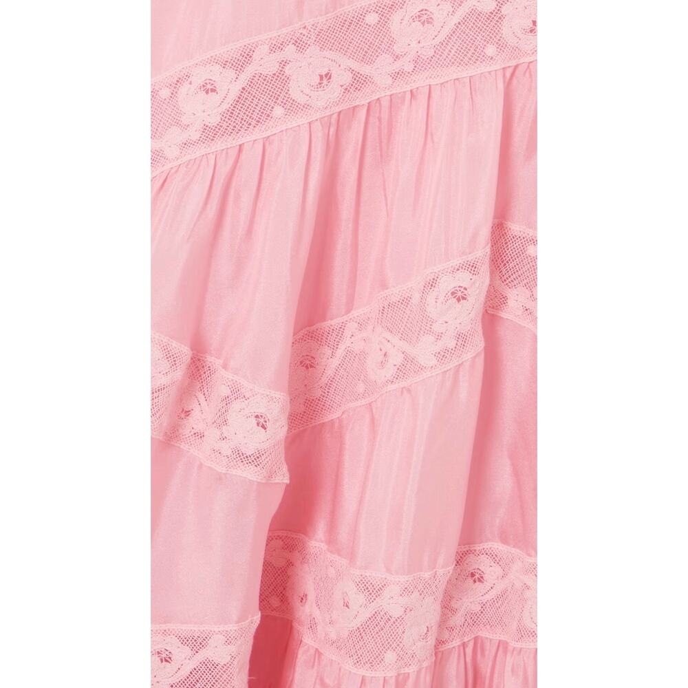 LoveShackFancy Women's Sylvie Slip Dress Pink Silk Lace Ruffle
Maxi - Picture 3 of 6